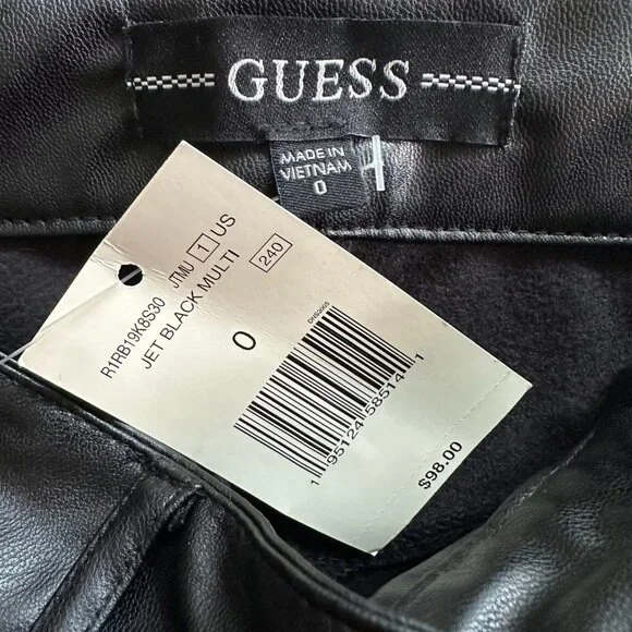 GUESS Women's Soto Faux Leather Skinny Pant Jet Black Sz 0 - Picture 7 of 12